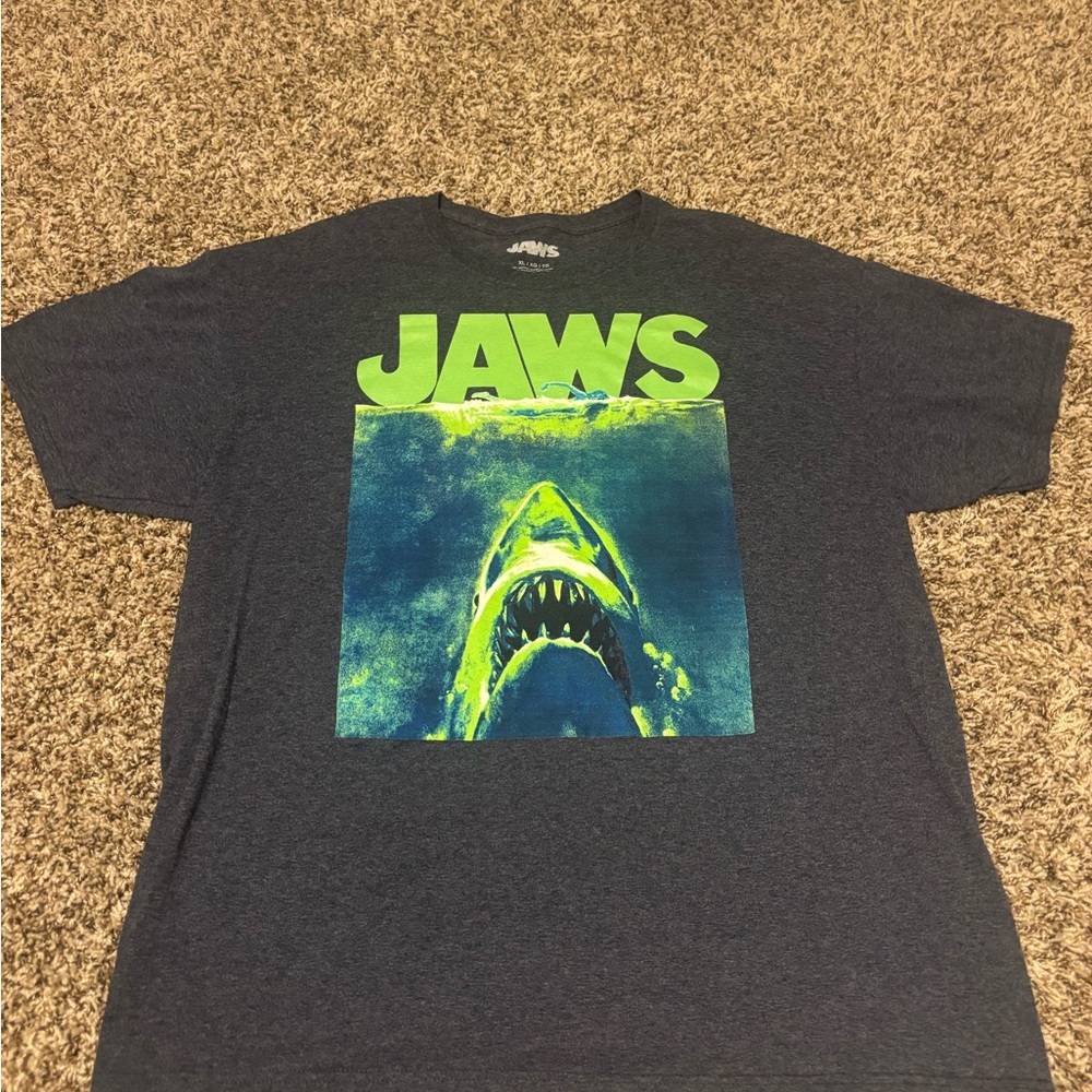 Jaws Movie Graphic T Shirt Mens Large Shark Film Classic Horror Tee